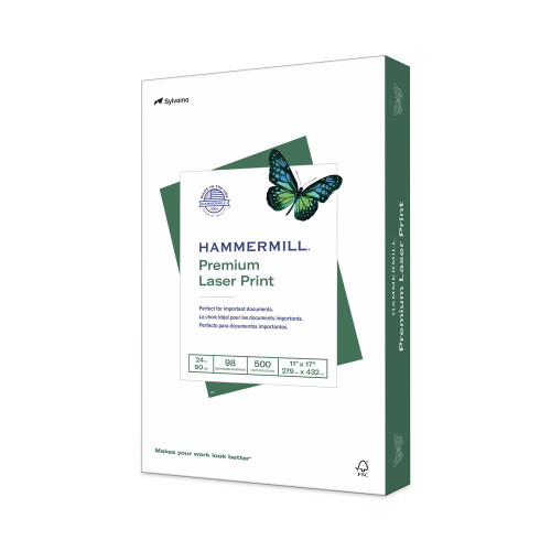 Hammermill Premium Laser Print Paper， 98 Bright， 24lb， 11 x 17， White， 500/Ream (104620) - Intensery