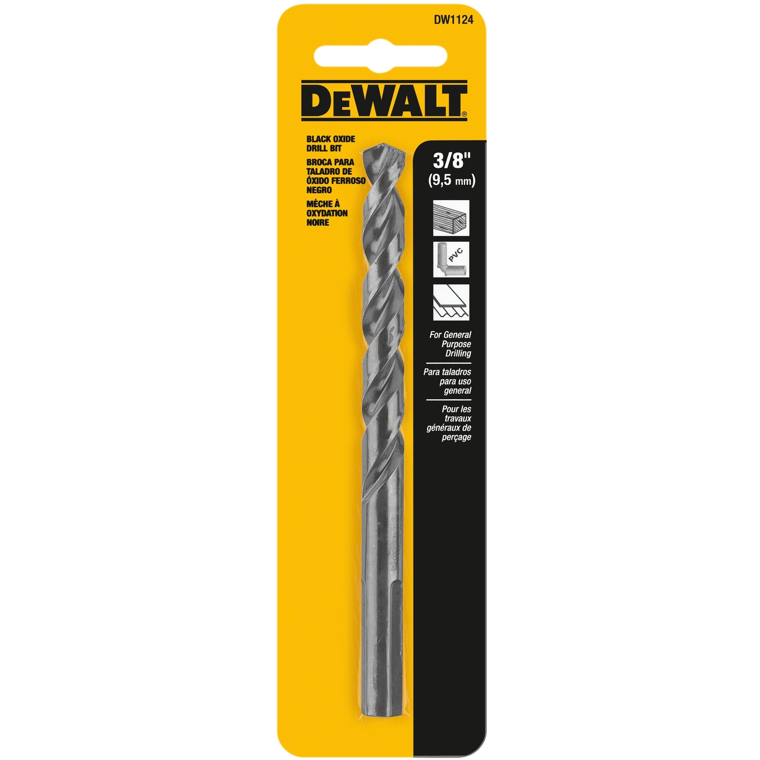 DeWalt Black \u0026 Gold 3/8 in. X 5 in. L High Speed Steel Split Point Drill Bit 1 pc - Intensery