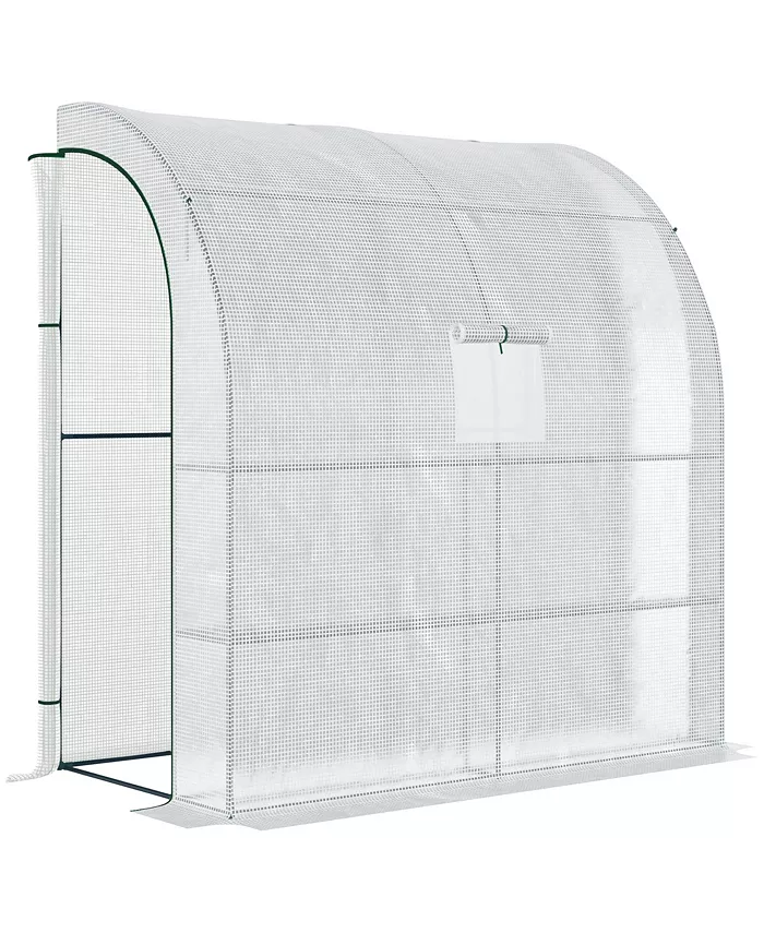Outsunny Outdoor Garden Greenhouse Nursery w  Window， Zippered Doors， White - Intensery