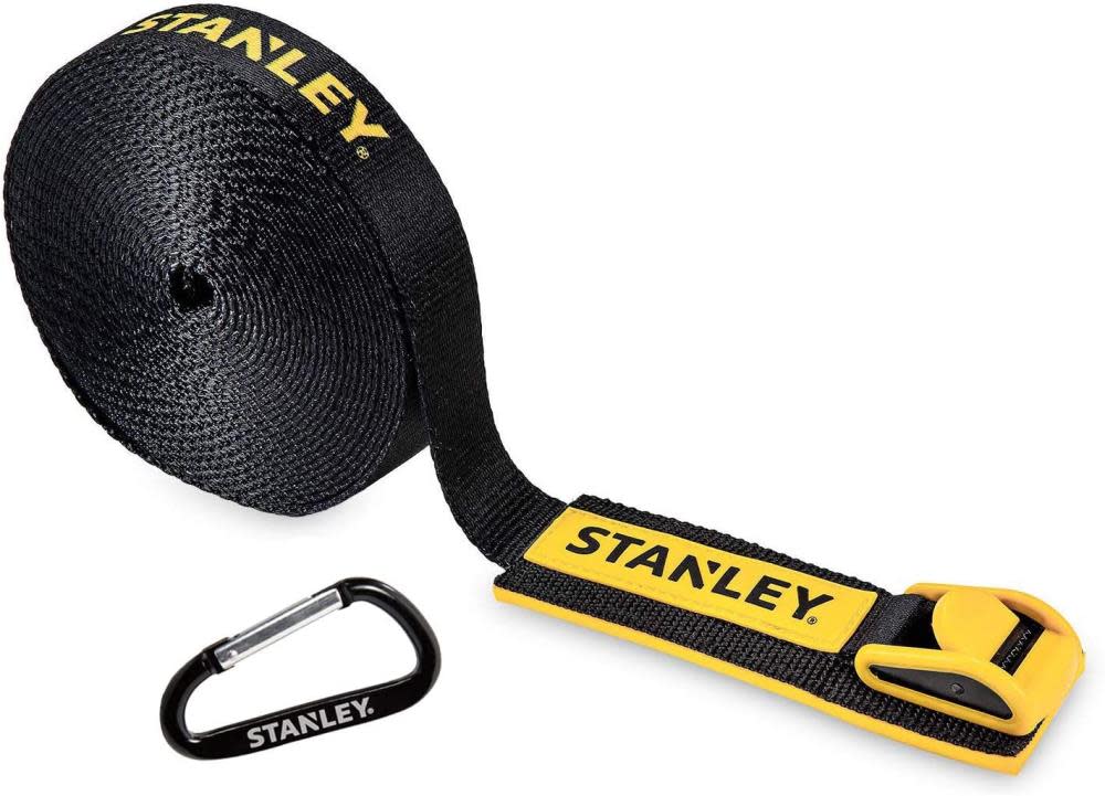 Stanley Tie Down Lashing Strap with Hooks 1 x 19.6and#8242; Heavy Duty - Intensery