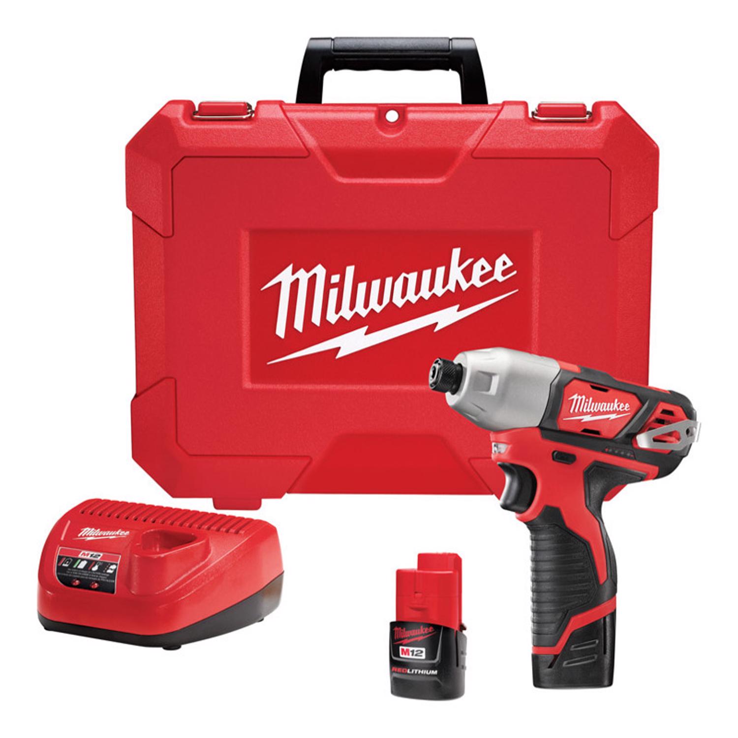 Milwaukee M12 12 V 1.5 amps 1/4 in. Cordless Brushed Impact Driver Kit (Battery \u0026 Charger) - Intensery