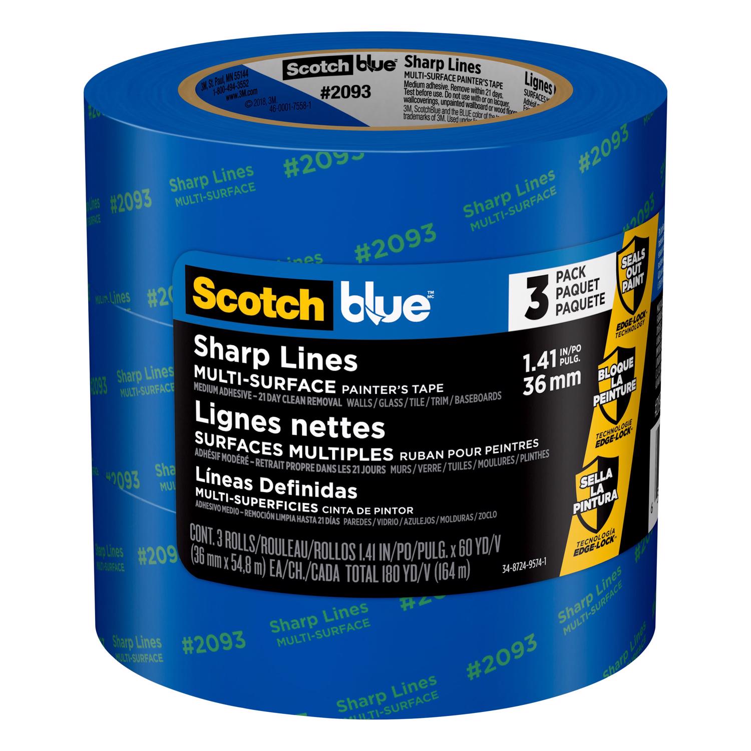 ScotchBlue 1.41 in. W X 60 yd L Blue Medium Strength Painter\u0027s Tape 3 pk - Intensery