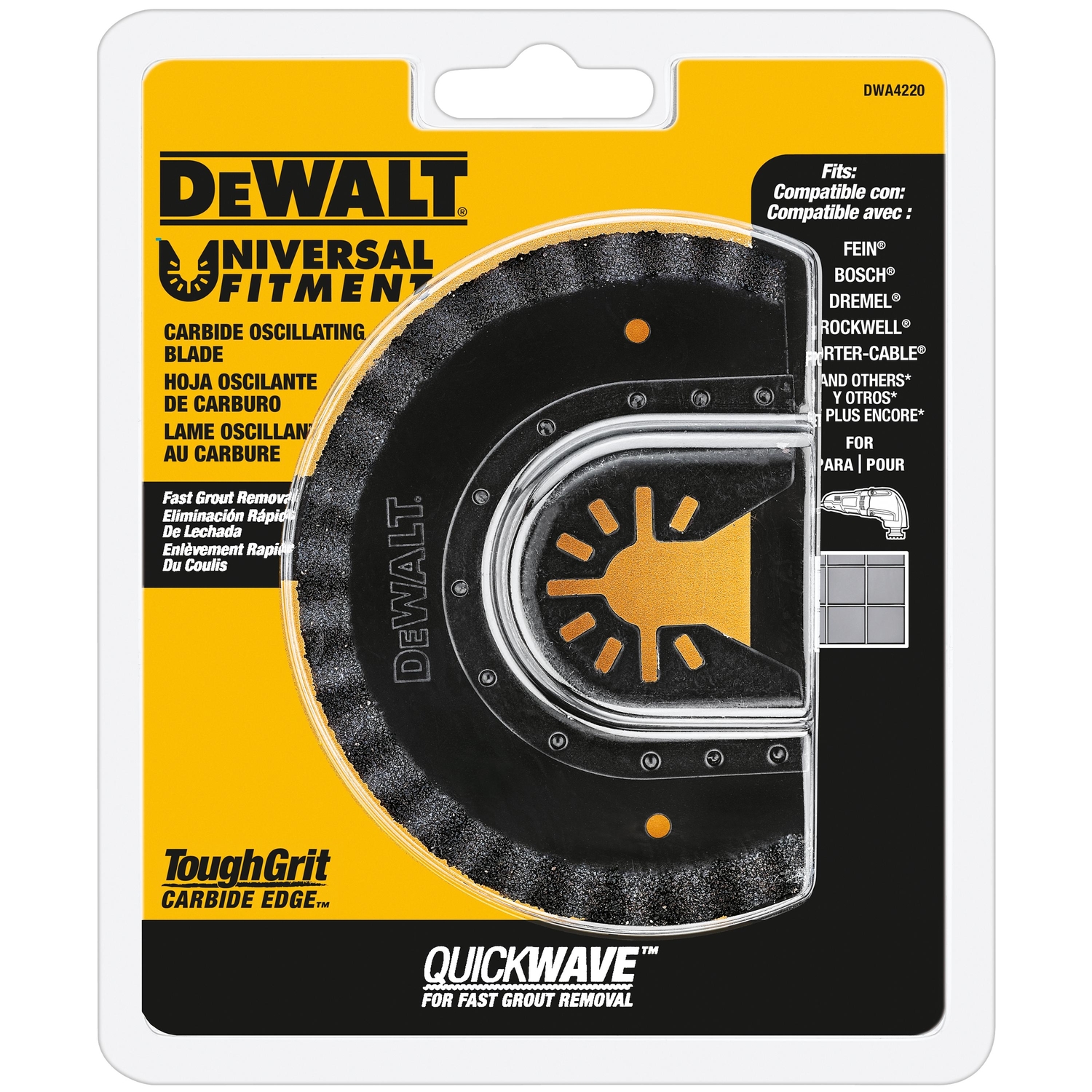 DeWalt Universal Fitment Carbide Grit Fast Cut Semi-Circle Oscillating Grout Removal Blade 1 pc - Intensery
