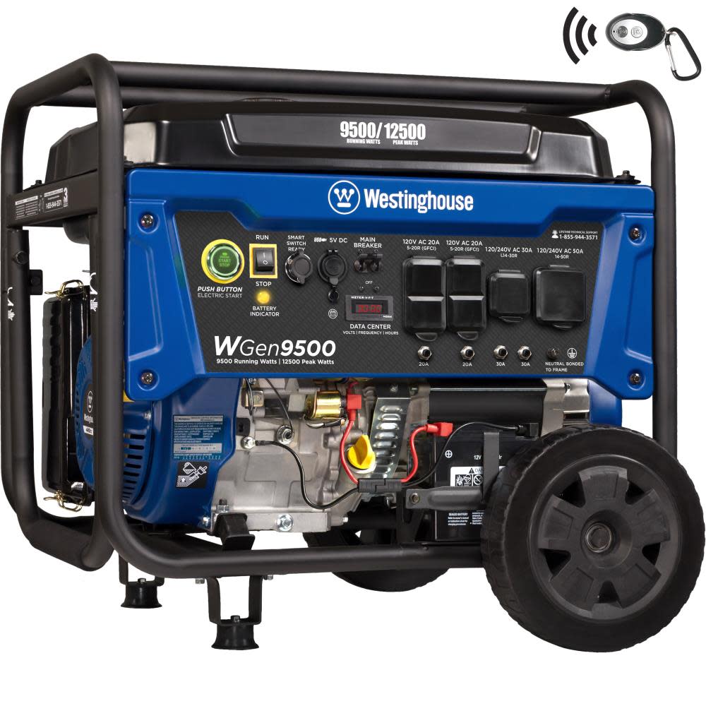 Westinghouse 9500-Running-Watt Heavy Duty Portable Gas Powered Generator with Electric and Remote Start - Intensery