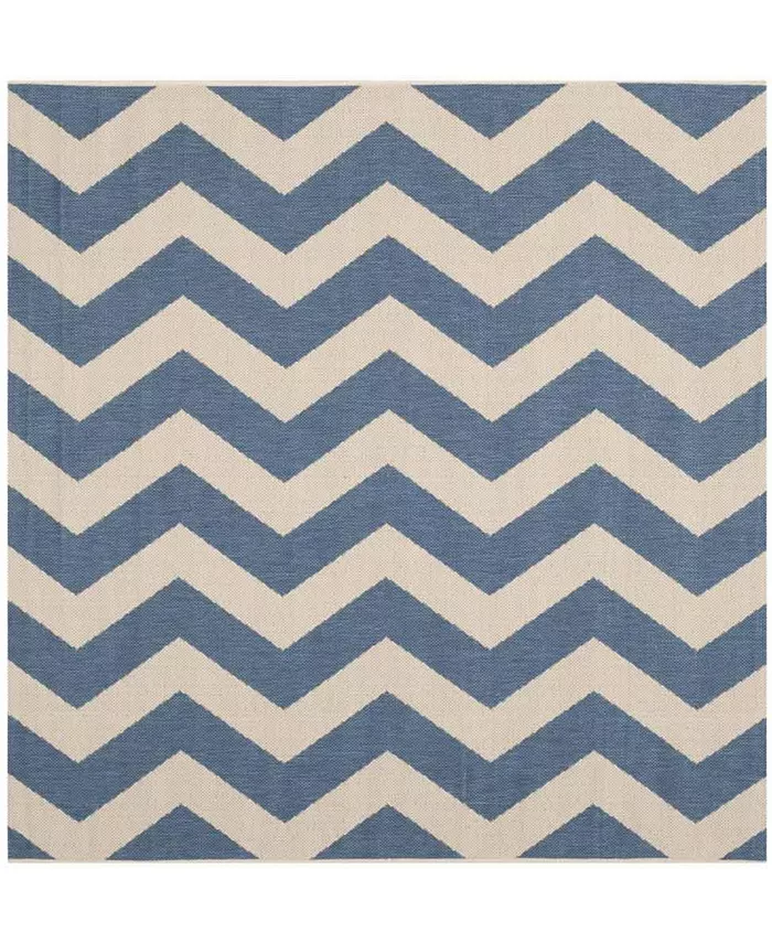 Safavieh Courtyard Blue and Beige 5' x 5' Sisal Weave Square Outdoor Area Rug - Intensery