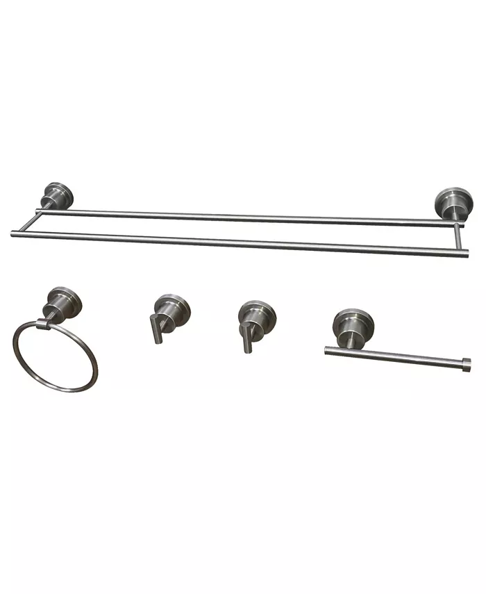 Kingston Brass Dual-Towel Bar 5-Pc. Bathroom Accessory Set in Brushed Nickel - Intensery