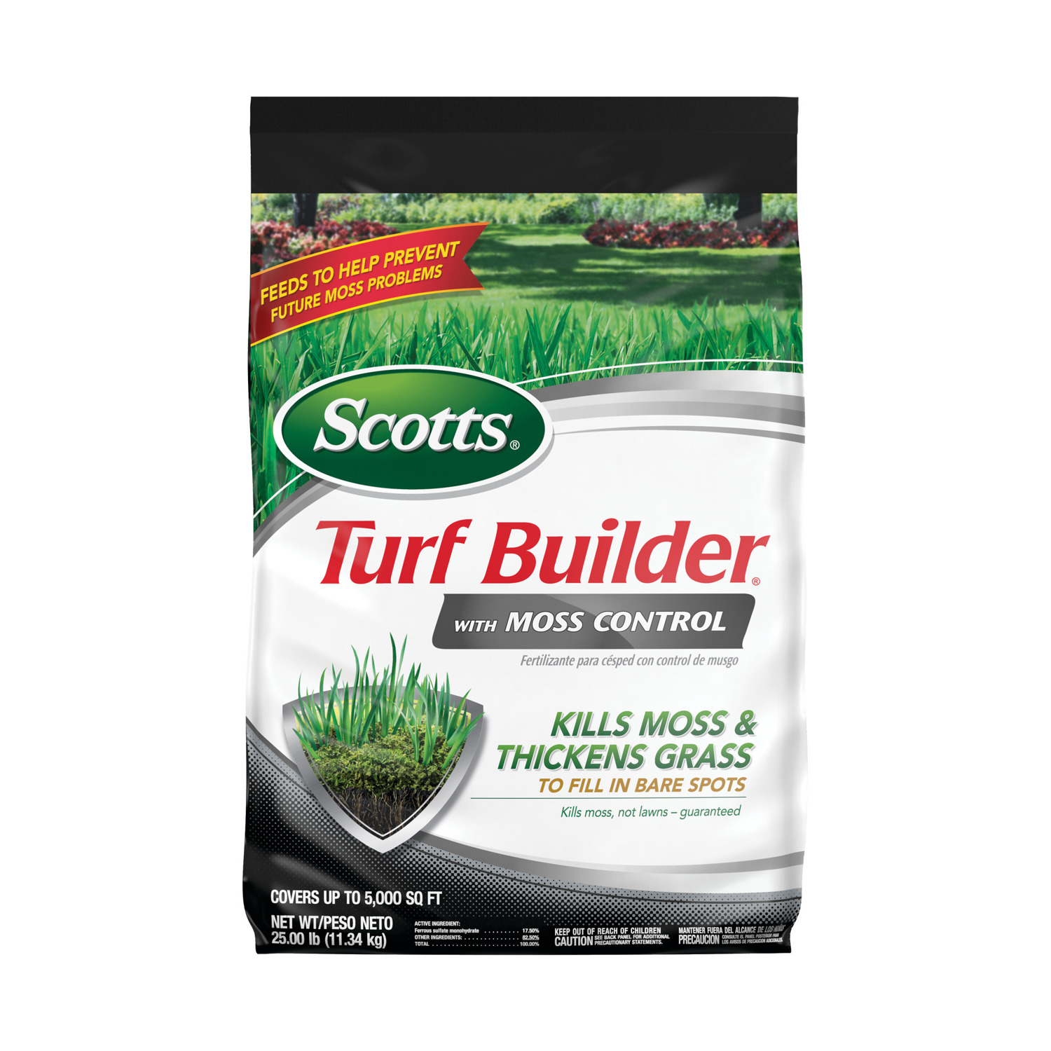 Scotts Turf Builder Moss and Fungus Control Lawn Fertilizer For All Grasses 5000 sq ft - Intensery