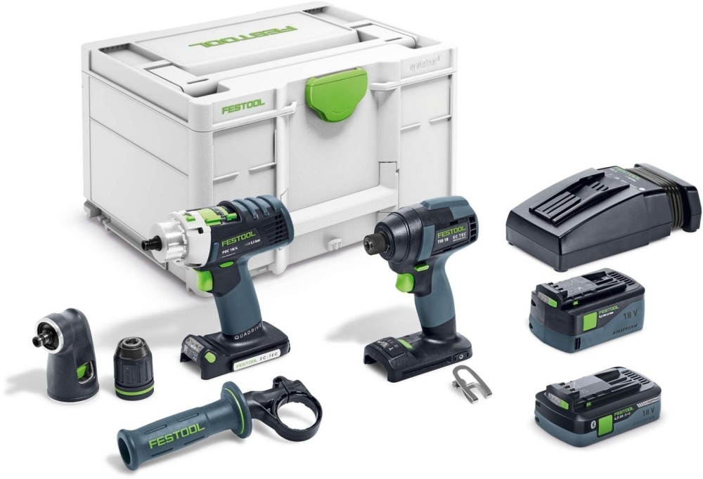 Festool TID 18 Impact Driver + PDC 18 Cordless Percussion Impact Drill Driver 4.0Ah Combo Kit 576490 - Intensery