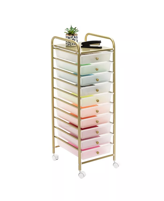 Honey Can Do 10-Drawer Rolling Storage Cart With Plastic Drawers - Intensery
