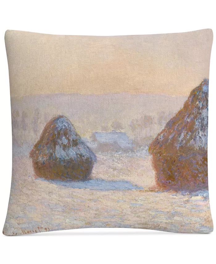 Baldwin Claude Monet Wheatstacks Snow Effect In Morning Decorative Pillow， 16