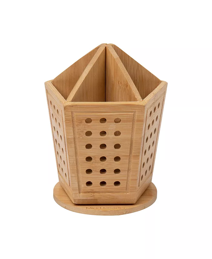 Mind Reader Lattice Collection， 5-Section Pen Accessory Carousel， Desktop Organizer， Office， Rayon from Bamboo - Intensery