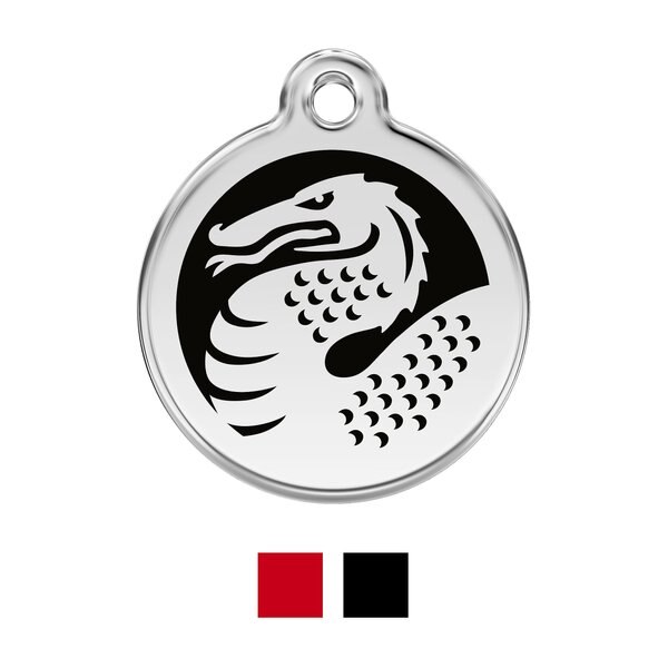 Red Dingo Dragon Stainless Steel Personalized Dog and Cat ID Tag - Intensery