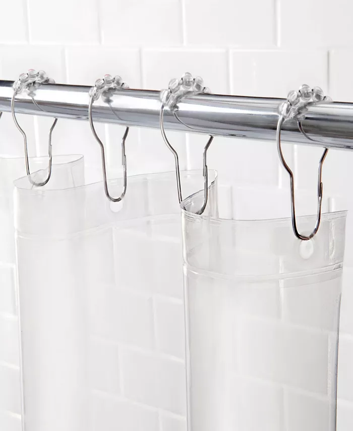 Kenney Medium Weight Peva Shower Curtain Liner and Beaded Roller Ring Set - Intensery