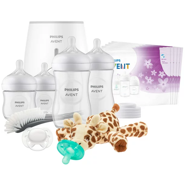 Philips Avent Natural With Natural Response Nipple， All In One Gift Set With Snuggle Giraffe， SCD839/01 - Intensery