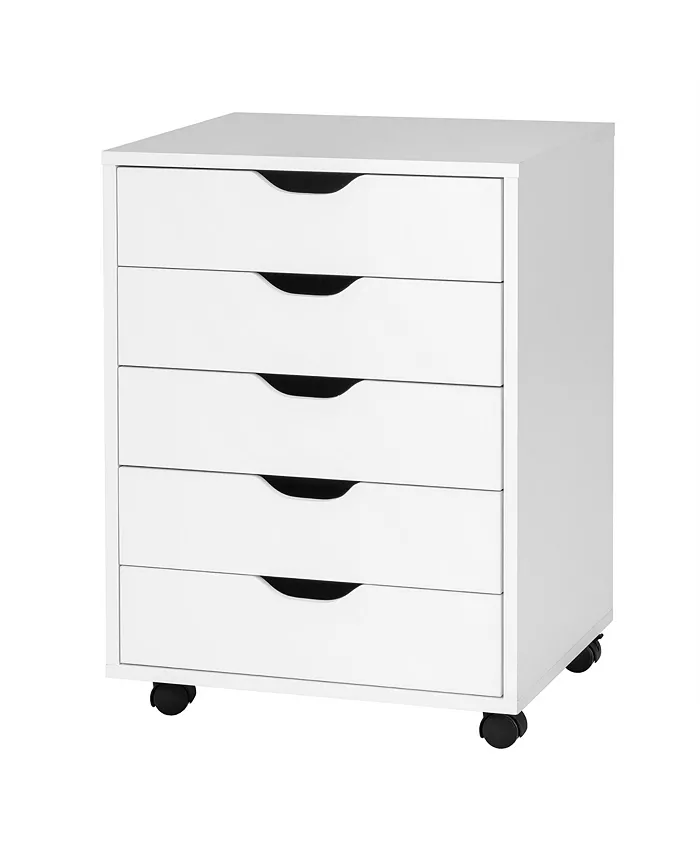 Costway 5 Drawer Chest Storage Dresser Floor Cabinet Organizer - Intensery