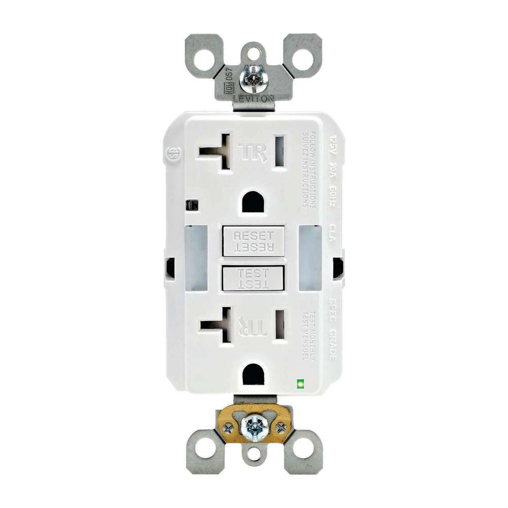 Leviton SmartlockPro  GFCI Outlet 20A 125V Duplex White NEMA 5-20R - Intensery