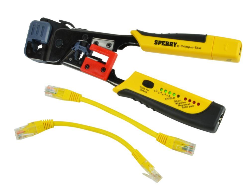 Sperry Instruments Crimp-n-Test RJ-45 and RJ-11 Crimping Tool with Built-in Tester， 1/Ea - Intensery