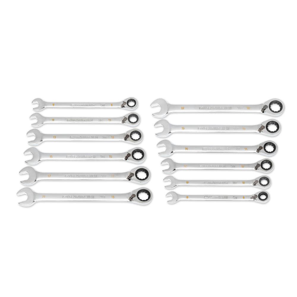 GEARWRENCH Ratcheting Wrench Set with Wrench Roll 90 Tooth 12 Point Metric Reversible 12pc 86628 from GEARWRENCH - Intensery