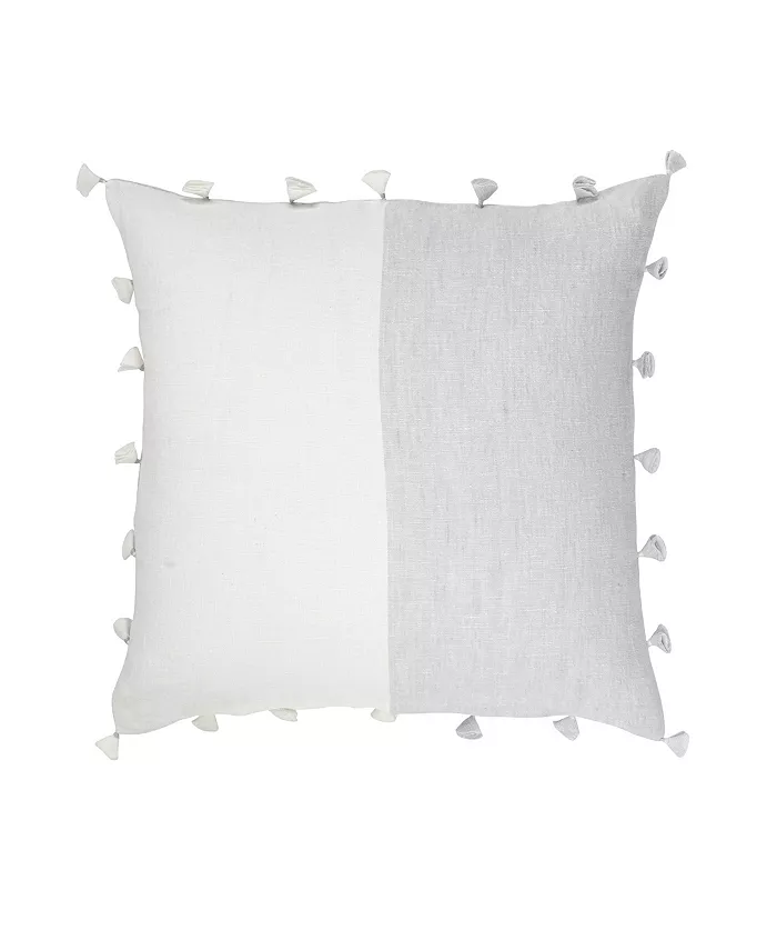 Anaya Home Light Grey Tassels Linen Down Throw Pillow - Intensery