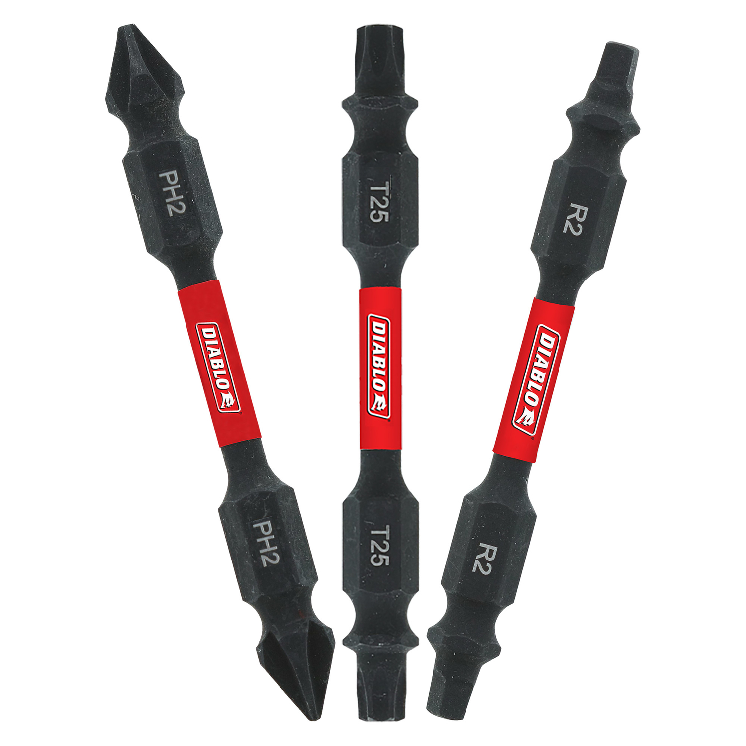 Diablo Phillips/Square/Torx 2-1/2 in. L Double-Ended Screwdriver Bit Set Black Oxide 3 pc - Intensery