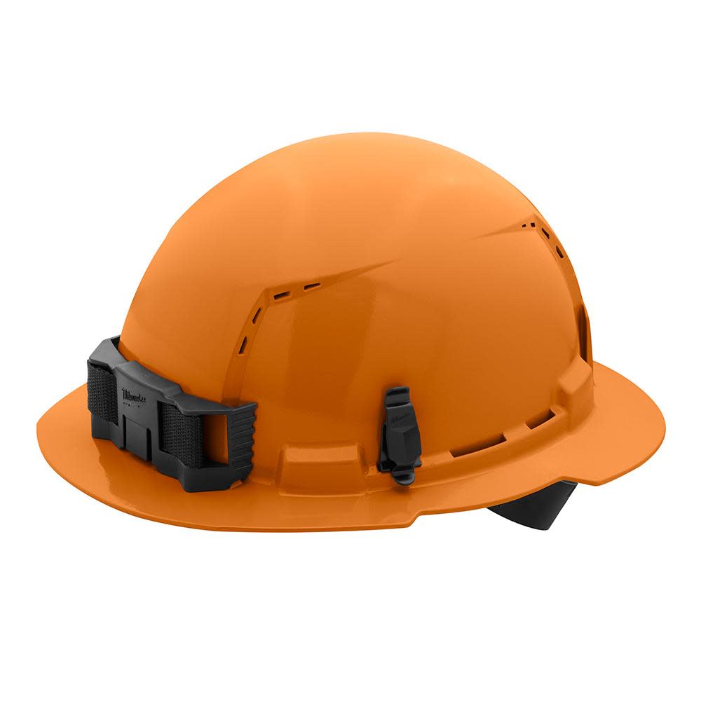 Milwaukee Orange Full Brim Vented Hard Hat with 4pt Ratcheting Suspension Type 1 Class C - Intensery