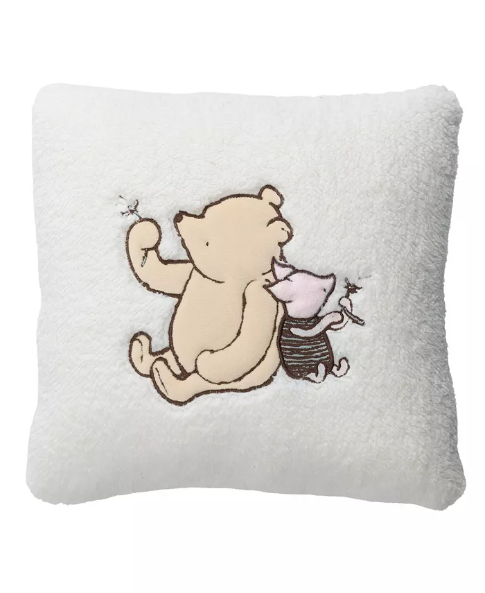 Lambs Ivy Storytime Pooh Soft Sherpa Nursery Throw Pillow - Cream - Intensery
