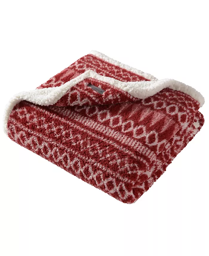 Eddie Bauer Alpine Fair Isle Sherpa Reversible Throw - Intensery