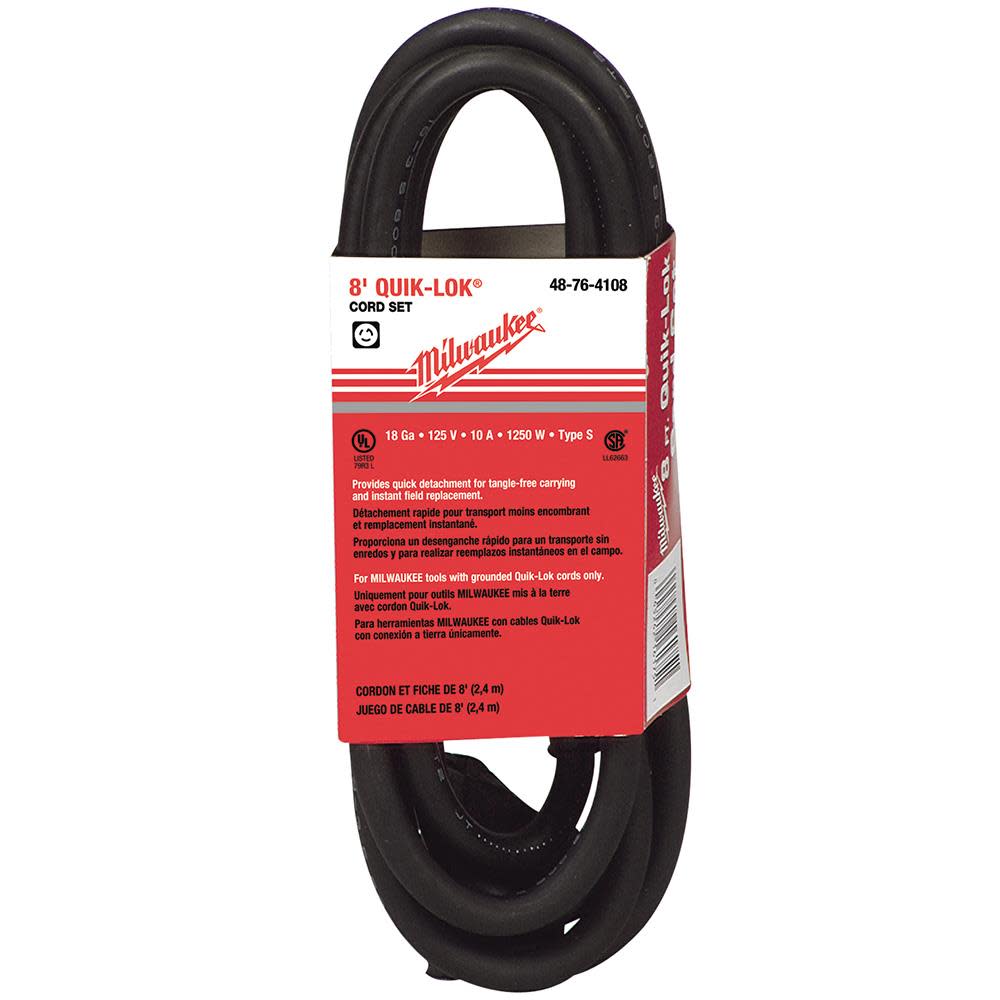 Milwaukee 8 ft. 3-Wire QUIK-LOK with Twist Style Plug Cord 48-76-4108 from Milwaukee - Intensery