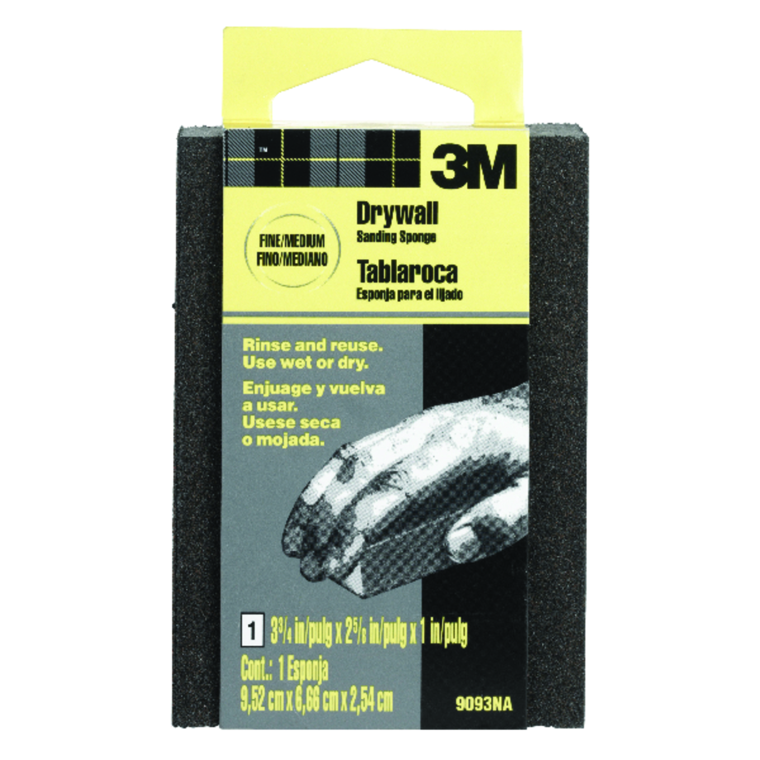 3M 3-3/4 in. L X 2-5/8 in. W X 1 in. Fine/Medium Small Area Sanding Sponge - Intensery