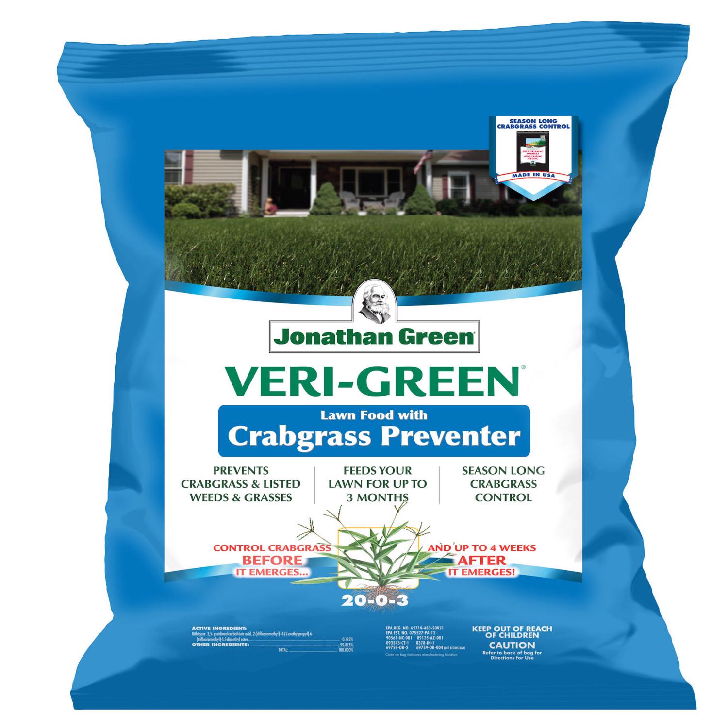 Jonathan Green Veri-Green Crabgrass Preventer Lawn Fertilizer For All Grasses 5000 sq ft - Intensery