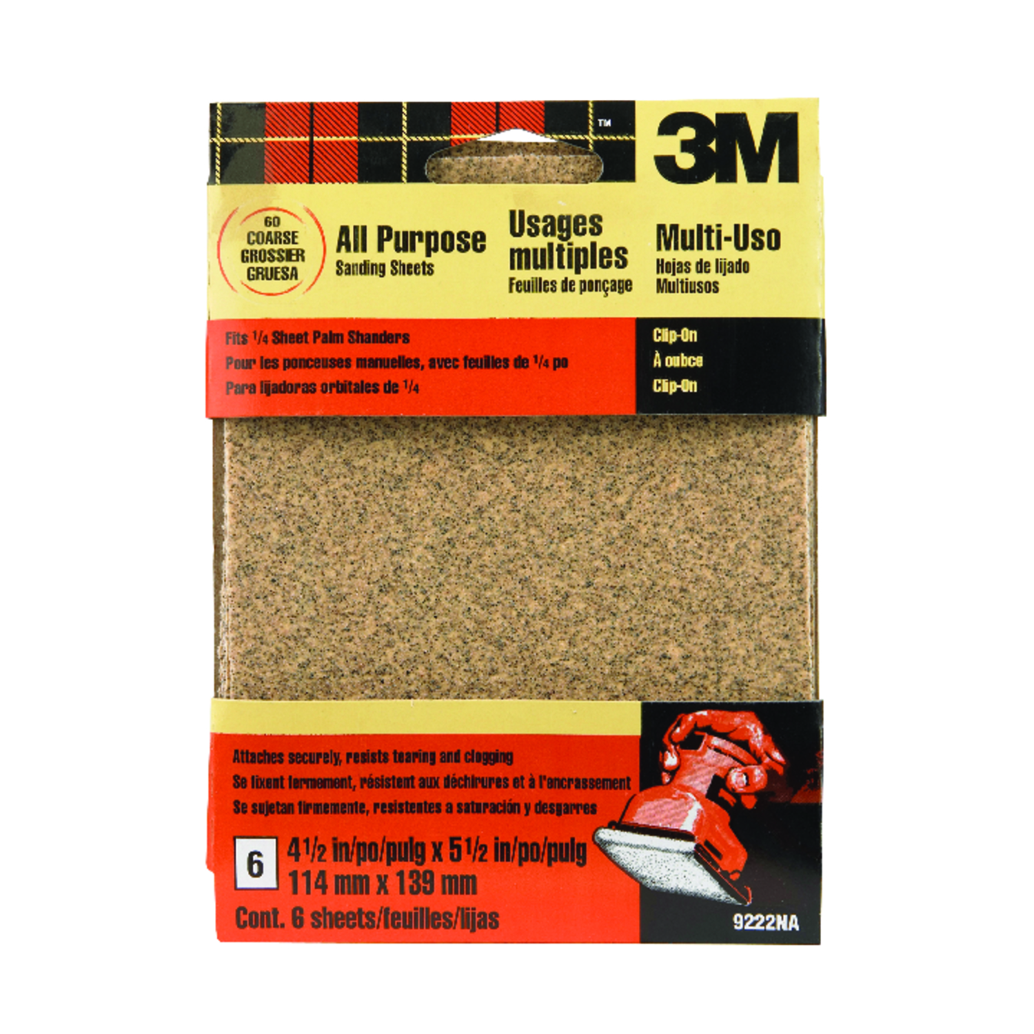 3M 5-1/2 in. L X 4-1/2 in. W 60 Grit Aluminum Oxide Sandpaper 6 pk - Intensery