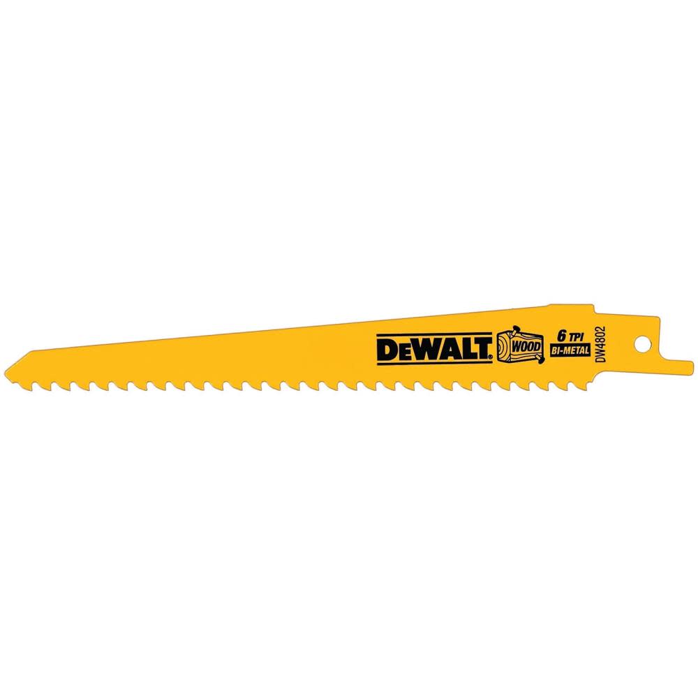 DEWALT 6 In. 6TPI Recip Blade Wood Cutting (1 Blade) DW4802B from DEWALT - Intensery