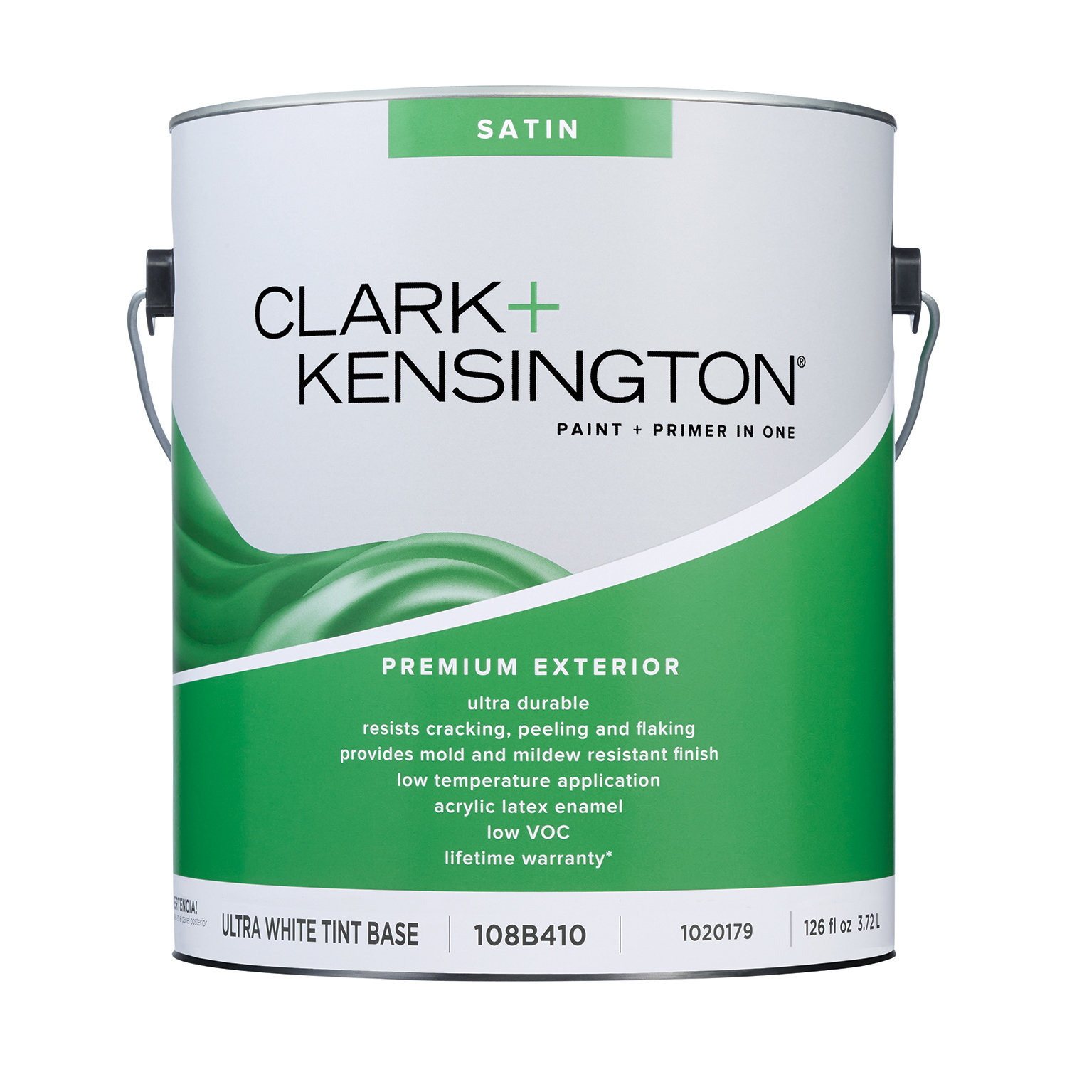 Clark+Kensington Satin Tint Base Ultra White Base Premium Paint Exterior 1 gal - Intensery