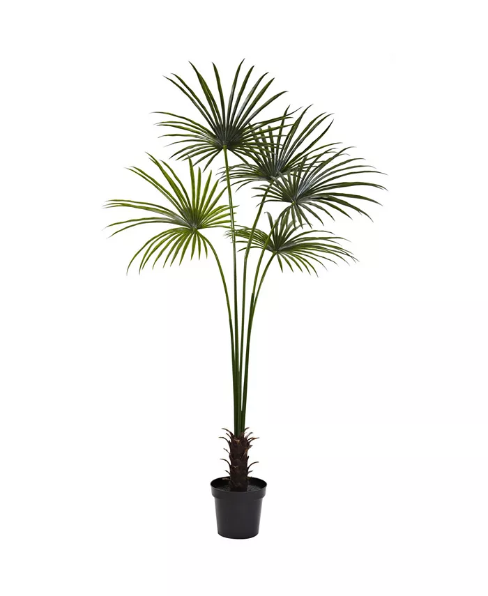Nearly Natural 7' Fan Palm UV-Resistant Indoor Outdoor Tree - Intensery