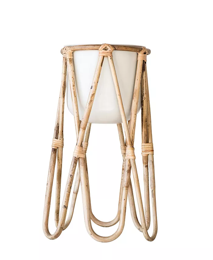 Bloomingville Metal Planter with Raised Bamboo Stand - Intensery