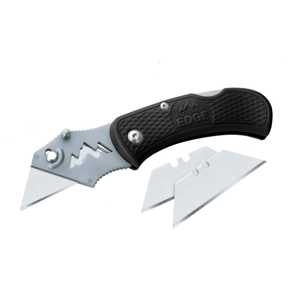Outdoor Edge BOA Razor Folding Utility Knife with 3 Blades Black - Intensery