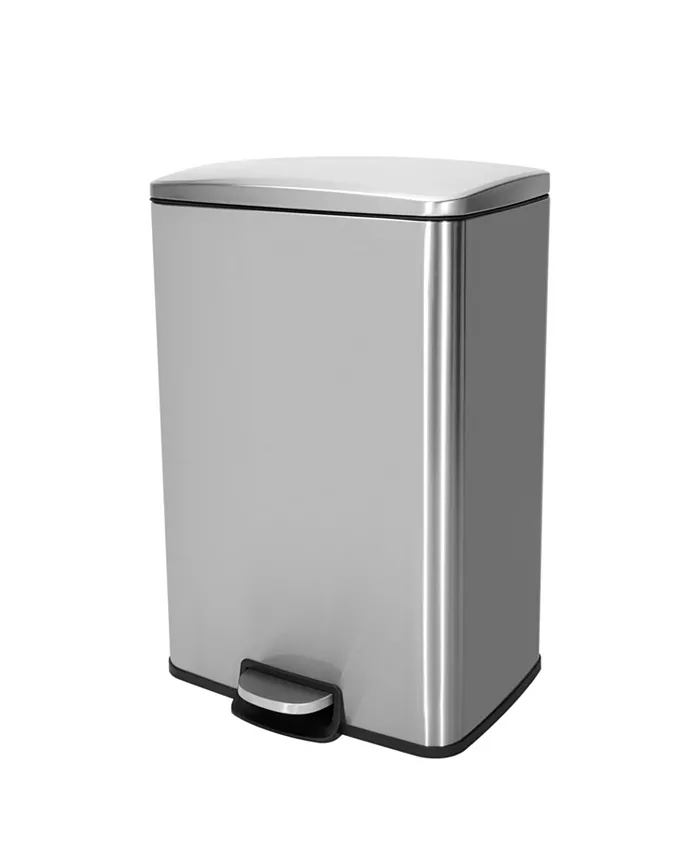 Mega Casa 13 Gal. 50 Liter Rectangular Stainless Steel Step-on Trash Can for Kitchen - Intensery
