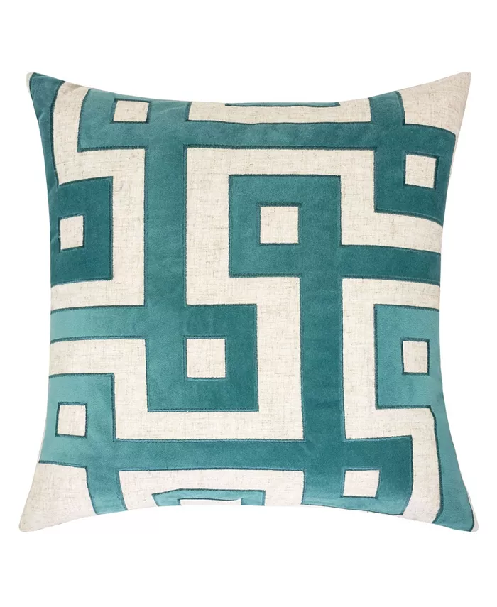 Homey Cozy Paige Applique Embroidery Linen Square Decorative Throw Pillow - Intensery