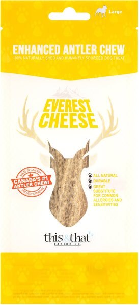 this and that Canine Company North Country Natural Shed Everest Cheese Enhanced Split Elk Antler Chew Dog Treat， Large - Intensery