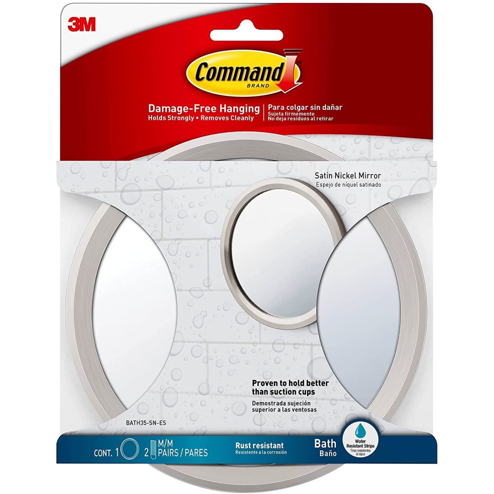 3M Command Bath Satin Nickel Metal Mirror - Intensery