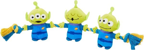 Pixar Aliens Plush with Rope Squeaky Dog Toy - Intensery