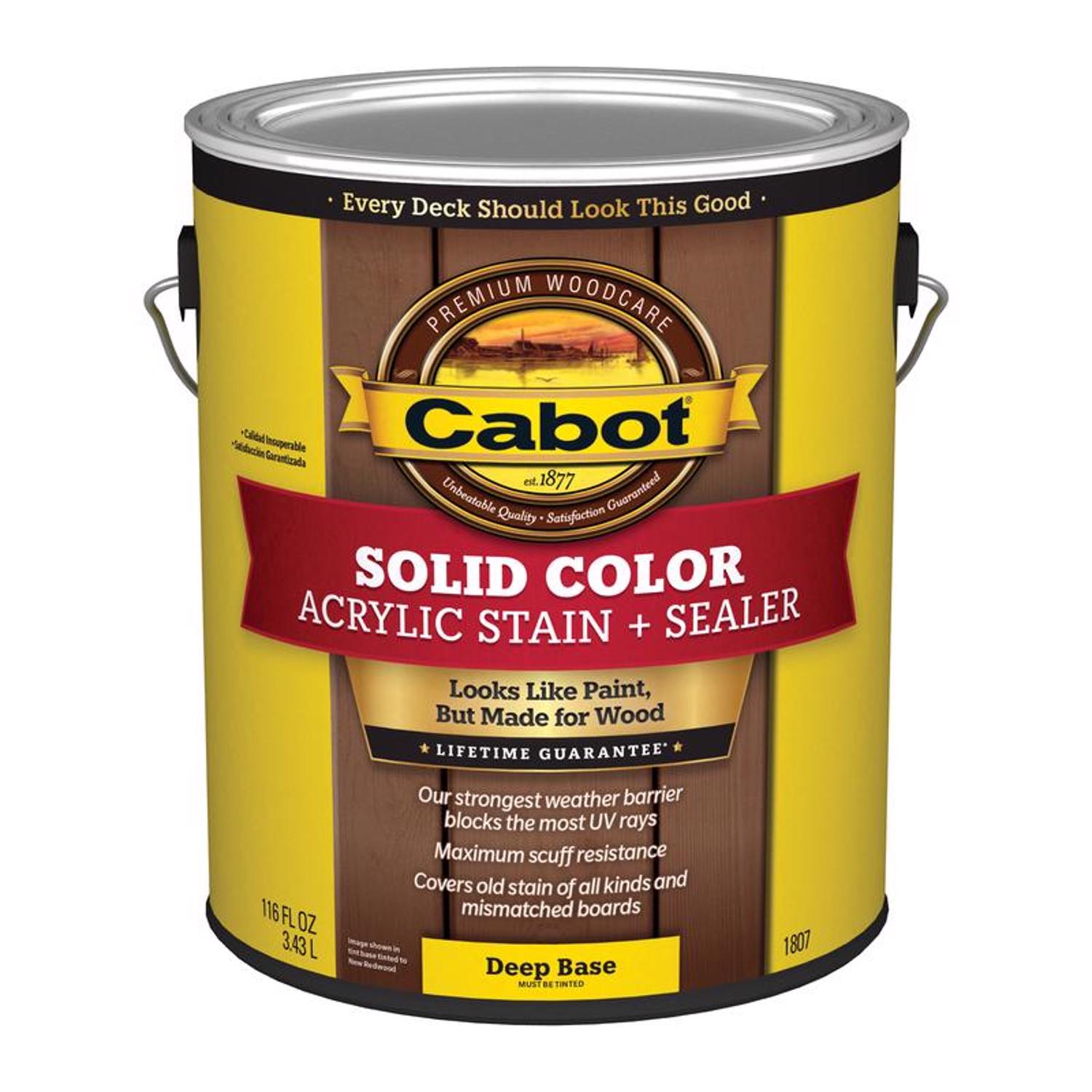 Cabot Solid Color Acrylic Stain \u0026 Sealer Solid Tintable Deep Base Acrylic Deck Stain 1 gal - Intensery