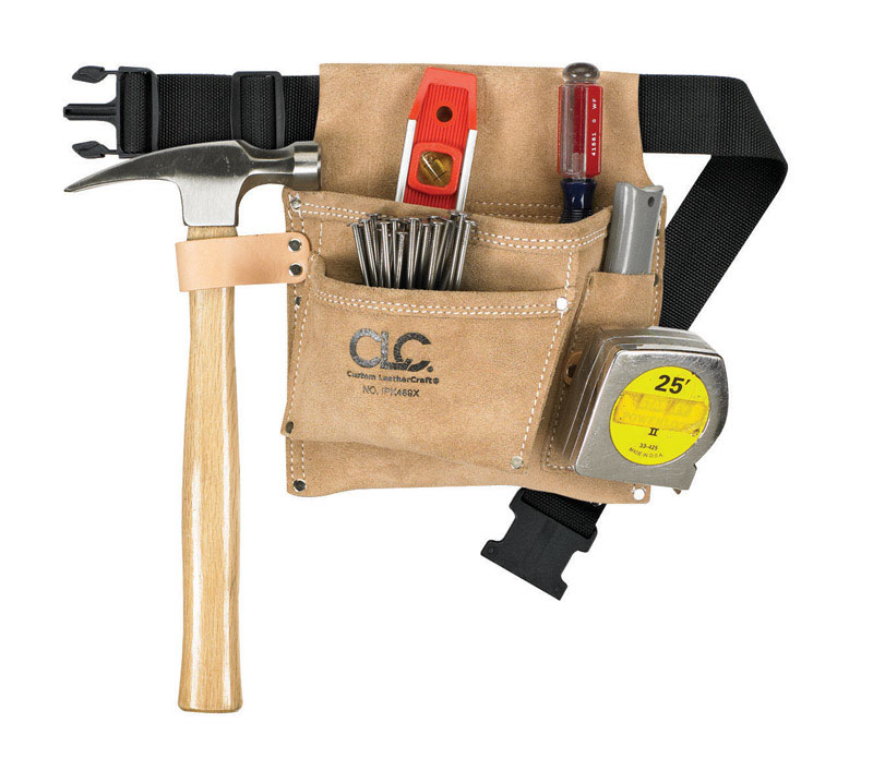 CLC 3 pocket Suede Leather Tool and Nail Belt 11.25 in. L X 11.5 in. H Black - Intensery