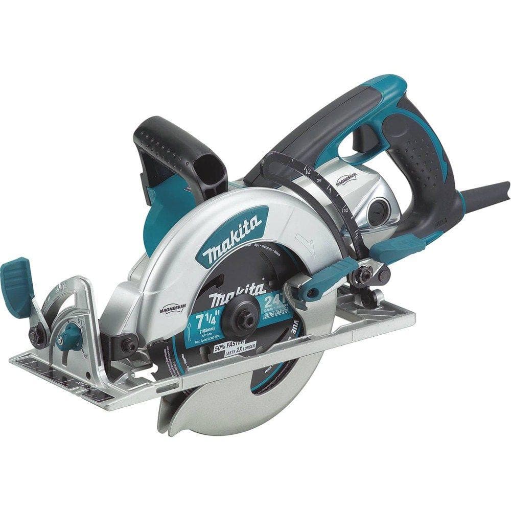Makita 15 Amp 7-1/4 in. Corded Lightweight Magnesium Hypoid Circular Saw with built in fan and 24T Carbide blade 5377MG - Intensery