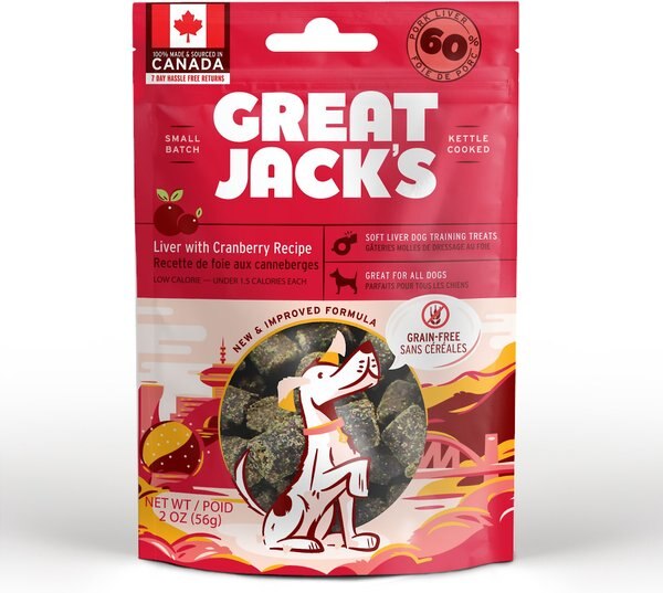 Great Jack's Big Bitz Liver and Cranberry Recipe Grain-Free Dog Treats - Intensery