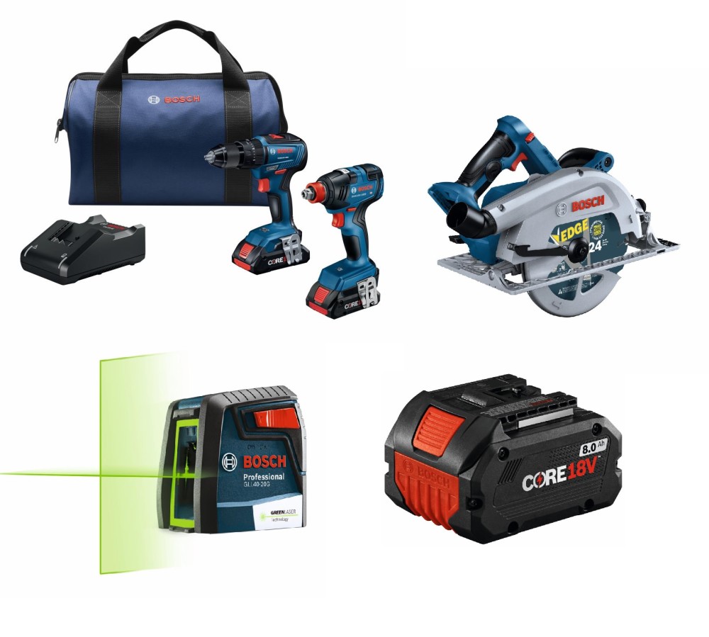 Bosch 4 Tool Combo Kit Interior Finishing Bundle GXL18V-233B25-INTFIN from Bosch - Intensery