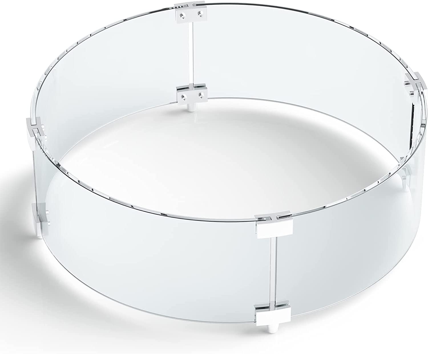 Round Fire Pit Glass Wind Guard, 26 x 6 inch, Thick 5/16'' Heat-Resistant Tempered Glass Guard - Intensery