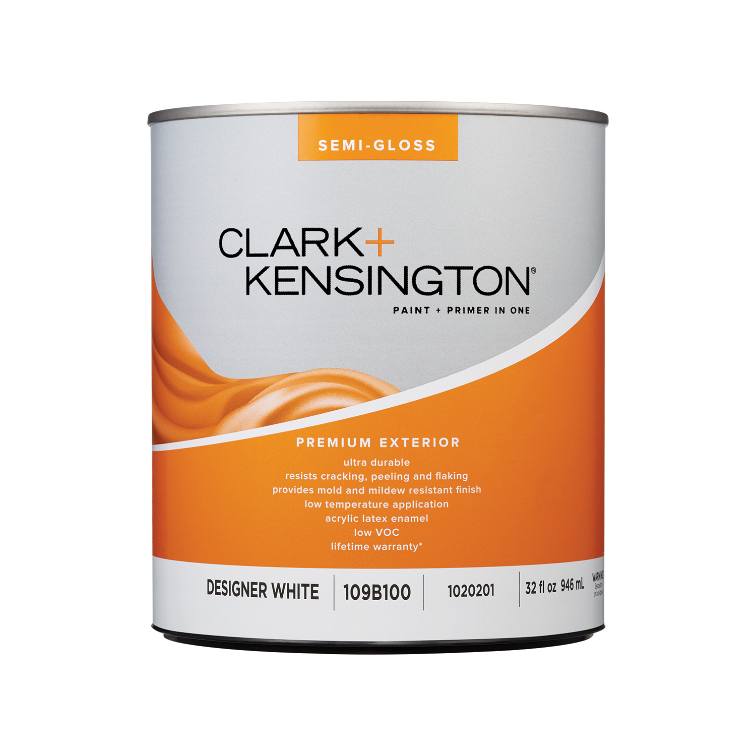 Clark+Kensington Semi-Gloss Designer White House \u0026 Trim Paint \u0026 Primer Exterior 1 qt - Intensery