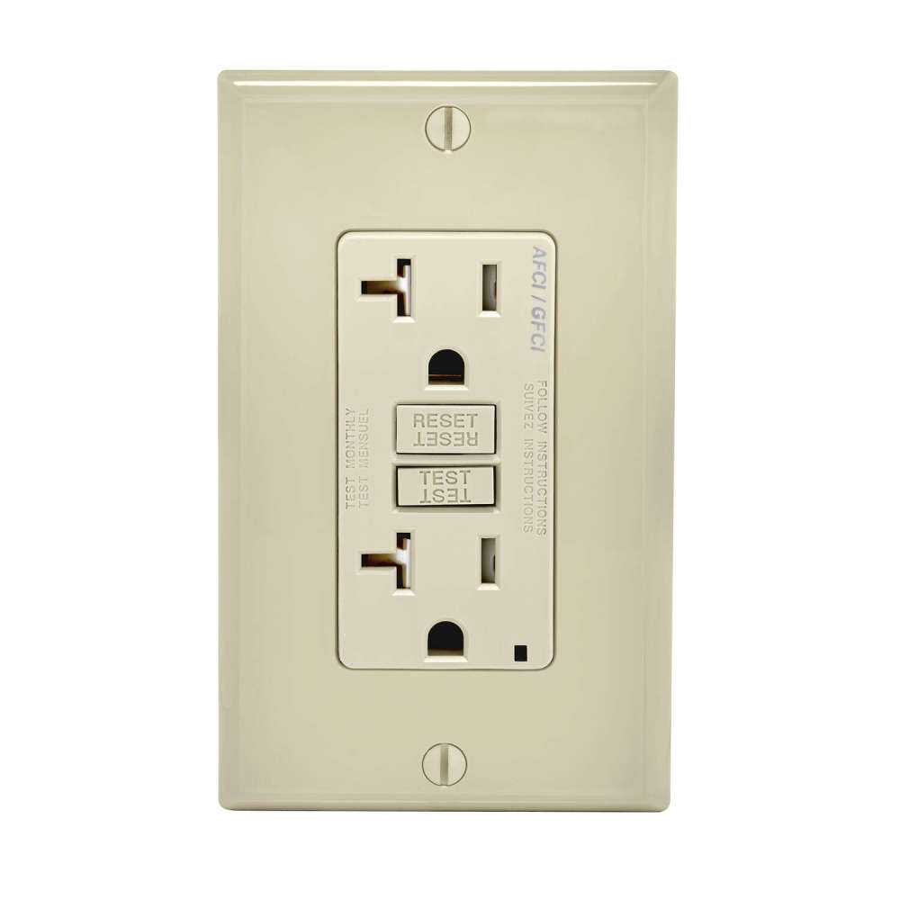 Leviton SmartlockPro AFCI/GFCI Outlet 20A 125V Duplex LightAlmond - Intensery