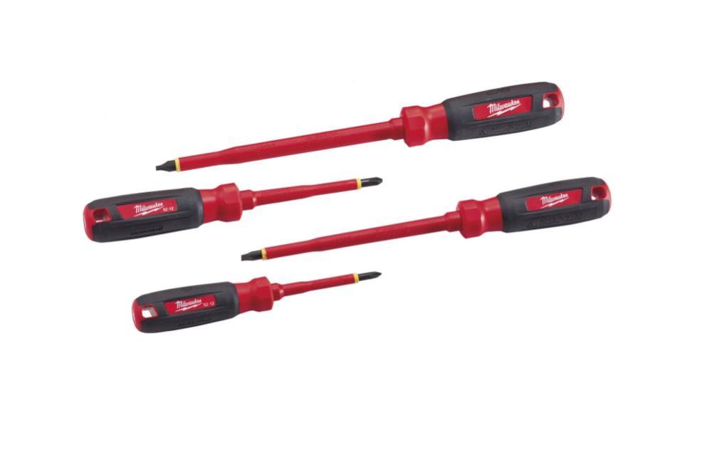 Milwaukee 4-Piece 1000V Insulated Screwdriver Set with Square Recess 48-22-2205 from Milwaukee - Intensery